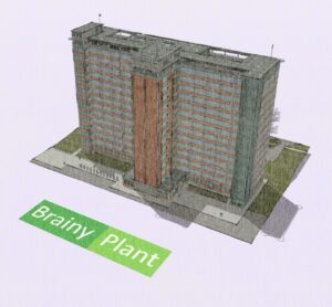 Building with BMS (building management system)